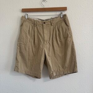 St Johns Bay Shorts Men's Size 34 Tan Canvas Comfort Cotton Flat Front